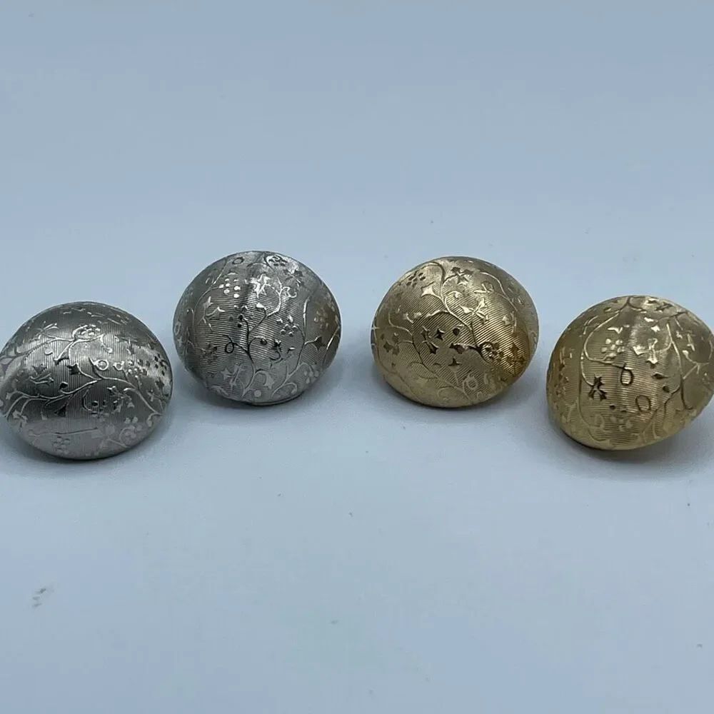 Vintage MCM two pair half dome clip earrings silver & gold tone.